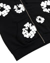 Cotton Wreath Zip Hoodie Black