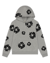 Black Cotton Wreath Hoodie Grey