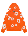 Cotton Wreath Zip Hoodie Orange