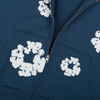 Cotton Wreath Zip Hoodie Navy