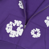 Cotton Wreath Zip Hoodie Purple