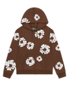 Cotton Wreath Zip Hoodie Brown