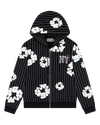Pinstripe Wreath Zip Hoodie Black