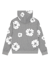 Pinstripe Wreath Zip Hoodie Grey