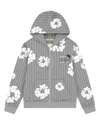 Pinstripe Wreath Zip Hoodie Grey