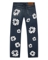 Straight Cotton Wreath Denim Pant Dark Wash