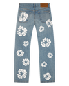 Straight Cotton Wreath Denim Pant Light Wash