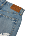 Straight Cotton Wreath Denim Pant Light Wash
