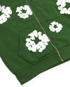 Cotton Wreath Zip Hoodie Green