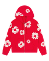 Cotton Wreath Zip Hoodie Red