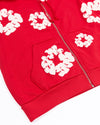 Cotton Wreath Zip Hoodie Red