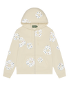 Rhinestone Cotton Wreath Zip Hoodie Pink