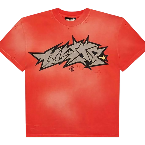 Stadium GoodsMensApparelHellstarCrack Print T-Shirt "Red" HSR043
